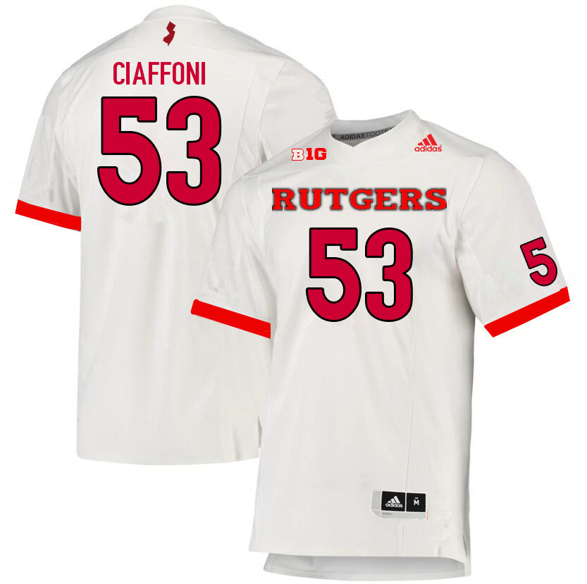 Men #53 Mike Ciaffoni Rutgers Scarlet Knights College Football Jerseys Sale-White - Click Image to Close